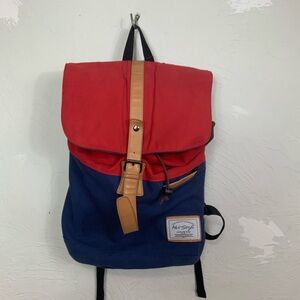 Hotstyle 902s Classic Vintage Canvas Rucksack Backpack Laptop Daypack Red/Navy